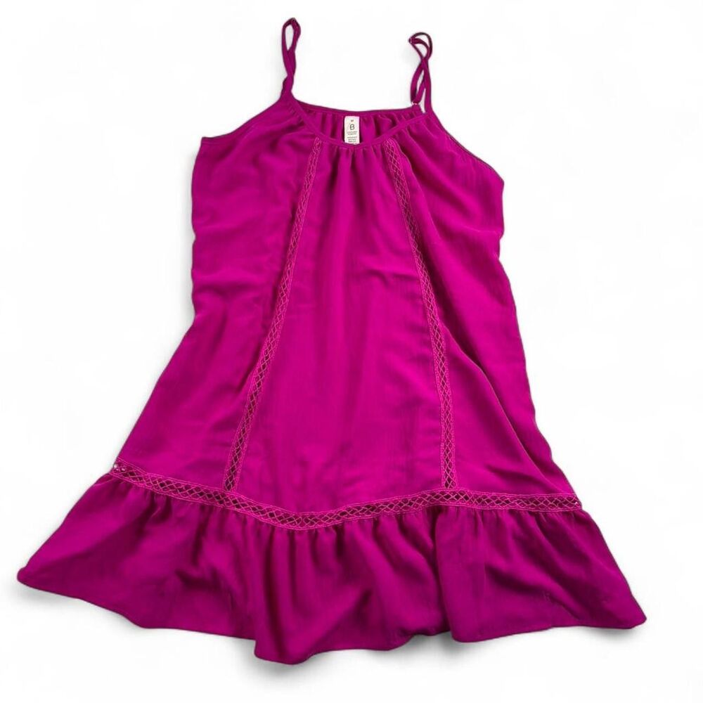 Blooming Jelly Pink Lace Trim Ruffle Dress Size M NWT Summer Spaghetti